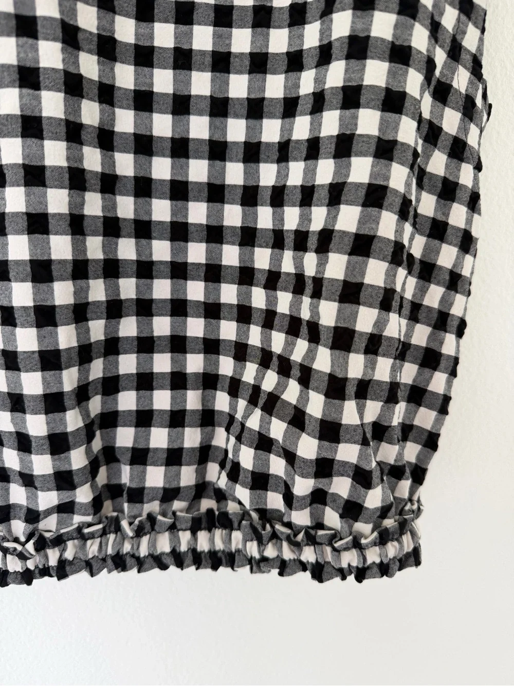 Maeve Anthropologie Black & White Gingham Crop Top Size Medium